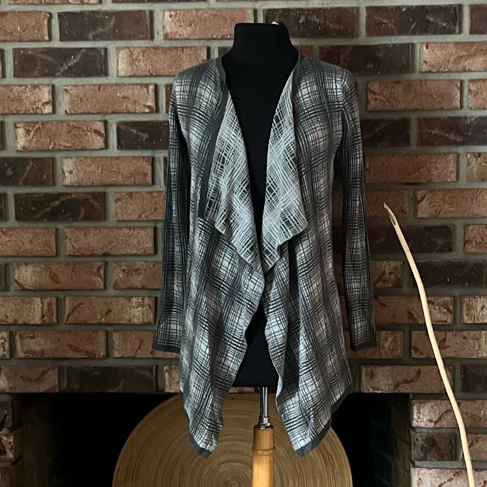 By Cyrus Plaid Waterfall Cardigan